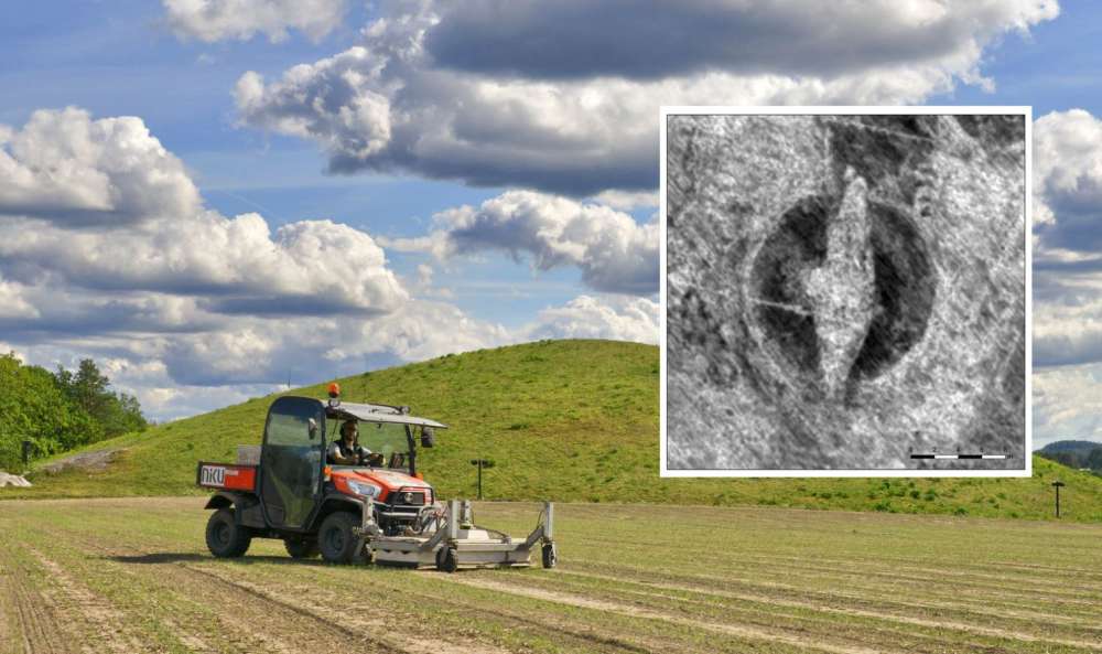 El escáner de radar motorizado de NIKU atraviesa el túmulo funerario.