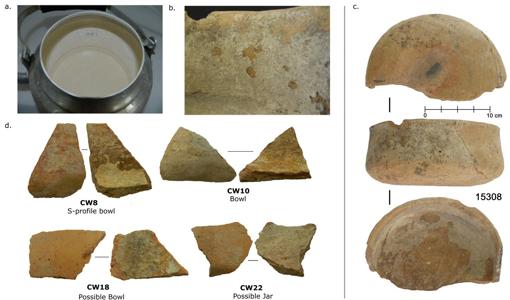 epósitos calcificados de vasijas modernas y antiguas en Çatalhöyük.