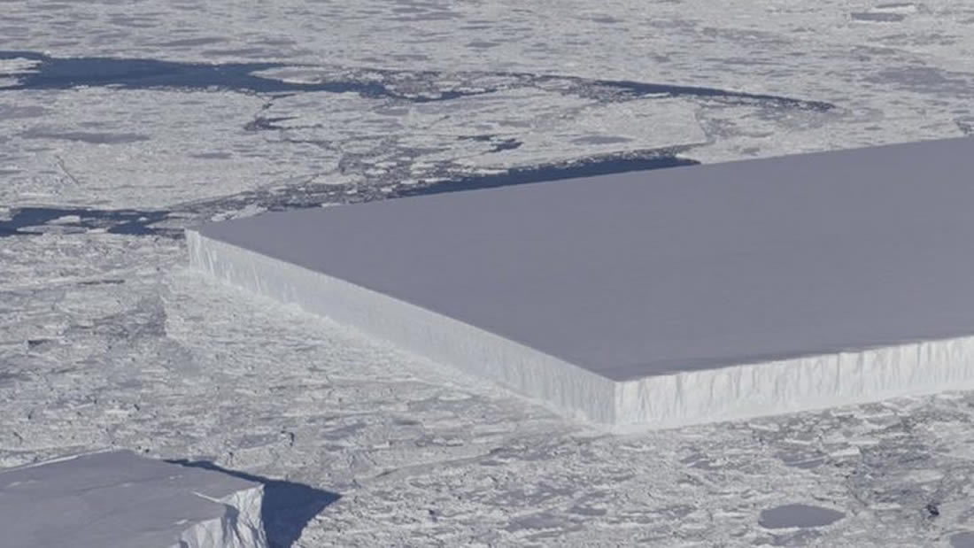 Iceberg rectangular es captado por la NASA