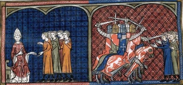 Ilustración del siglo XIV sobre la cruzada contra los cátaros