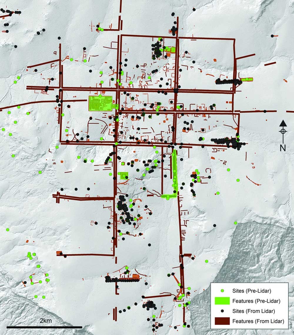 Mapa que muestra los ejes principales recién descubiertos de Mahendraparvata