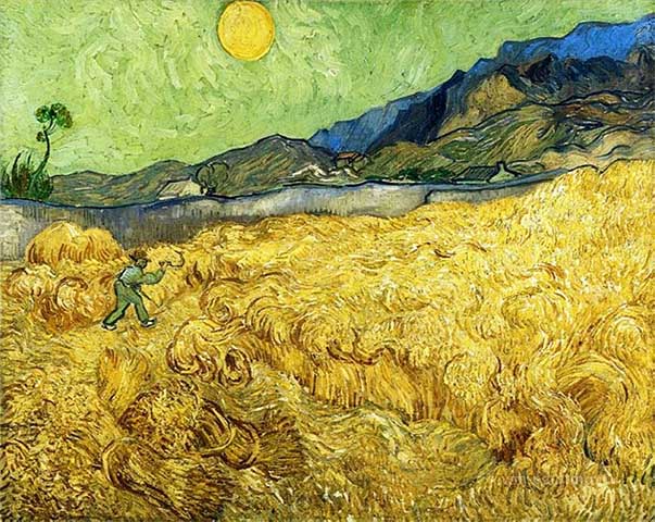 Van Gogh Pintura Campos de trigo con el segador 