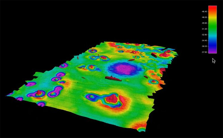 Mapa de los cráteres formados por explosiones nucleares