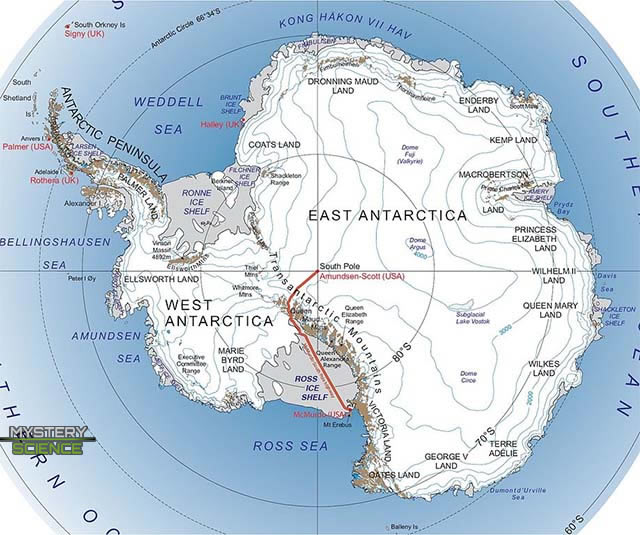 Mapa de la Antártida