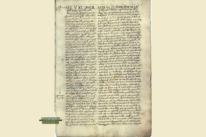 Primera página del manuscrito del Popol Vuh