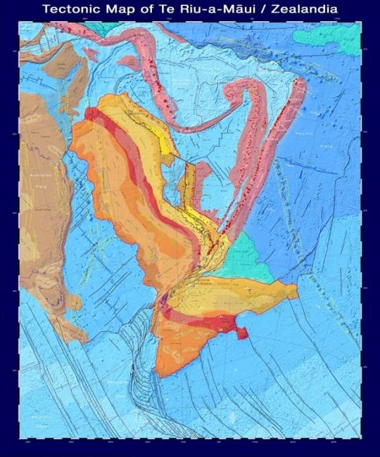 Mapa tectónico Zealandia