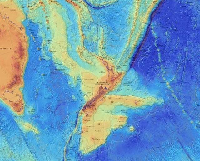 Mapa batimétrico Zealandia