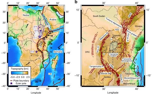 Lugar donde las placas tectónicas se unen en el este de África