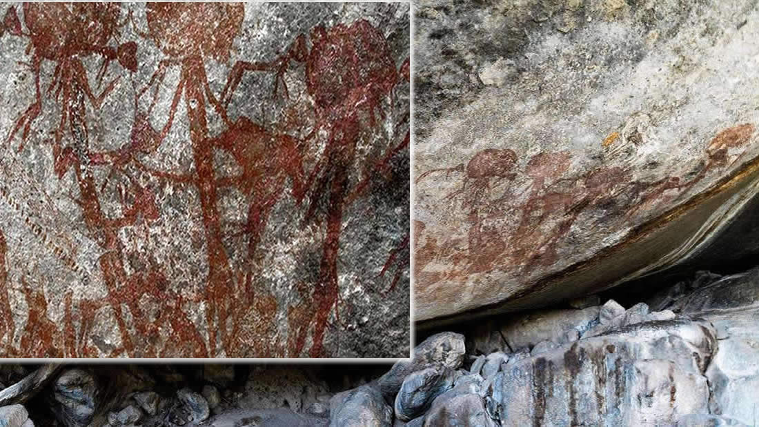 Descubren arte rupestre con desconcertantes figuras humanoides con cabezas gigantes