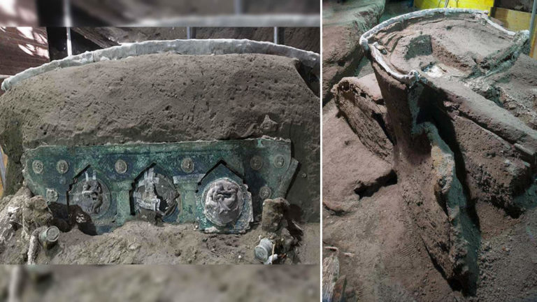 Descubren cerca de Pompeya una carroza ceremonial romana «casi intacta»