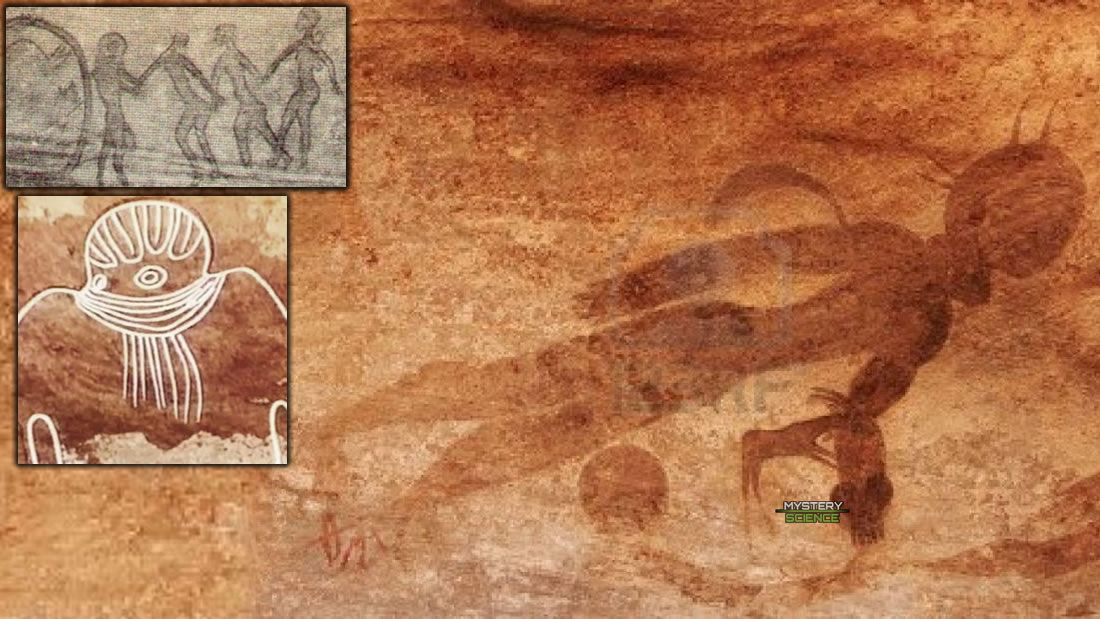 Pinturas rupestres de antiguos astronautas halladas en cuevas del Sahara
