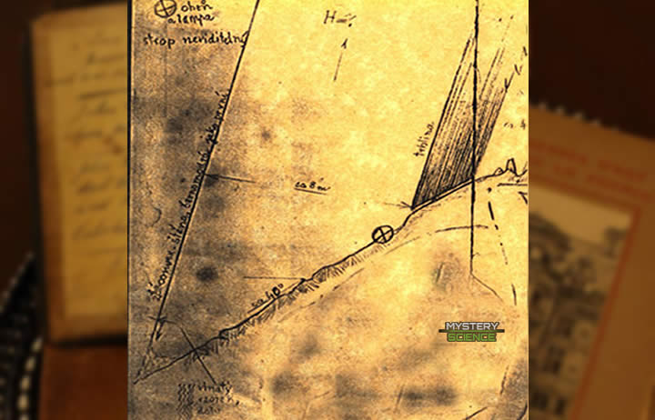 Sección transversal de la cueva dibujada en el diario