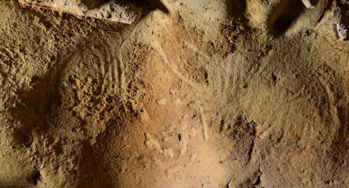 Grabados rupestres encontrados en una cueva de Francia