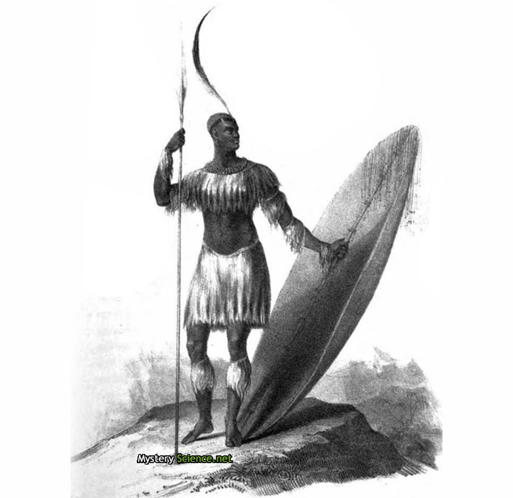 Bosquejo del rey Shaka atribuido a James King, apareció en "Viajes y aventuras en África oriental", publicado en 1836.